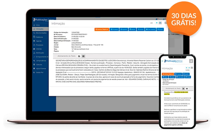 Sistema de Intimações por 30 dias grátis