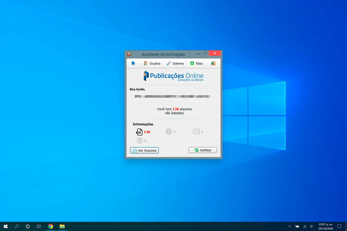 Tela do Assistente do Software da POL.