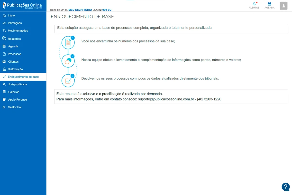 Tela de Auditoria de Base no Software da POL.