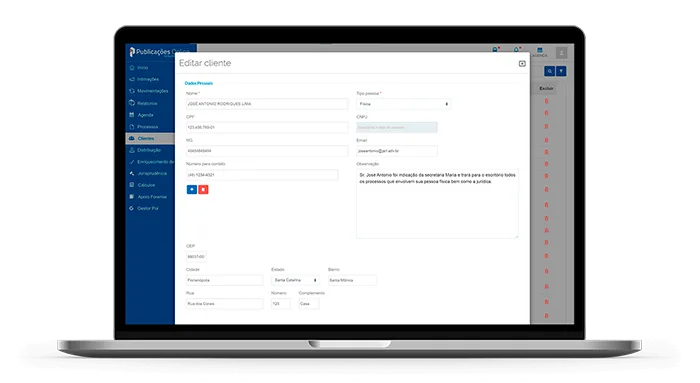 Sistema de clientes no Software da POL.